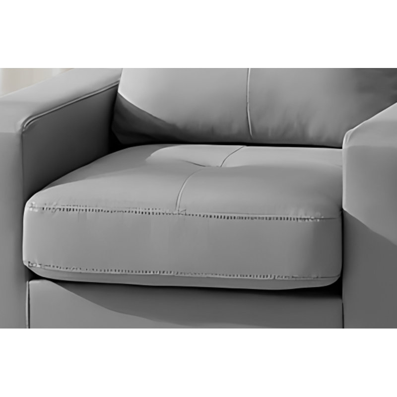 Fauteuil club gris Worthen en similicuir, Similicuir gris