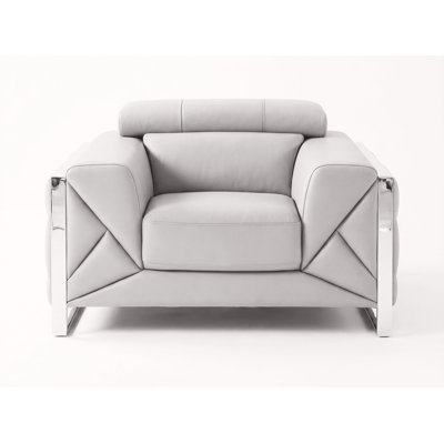 Chaise en cuir véritable gris clair avec appuis-tête réglables