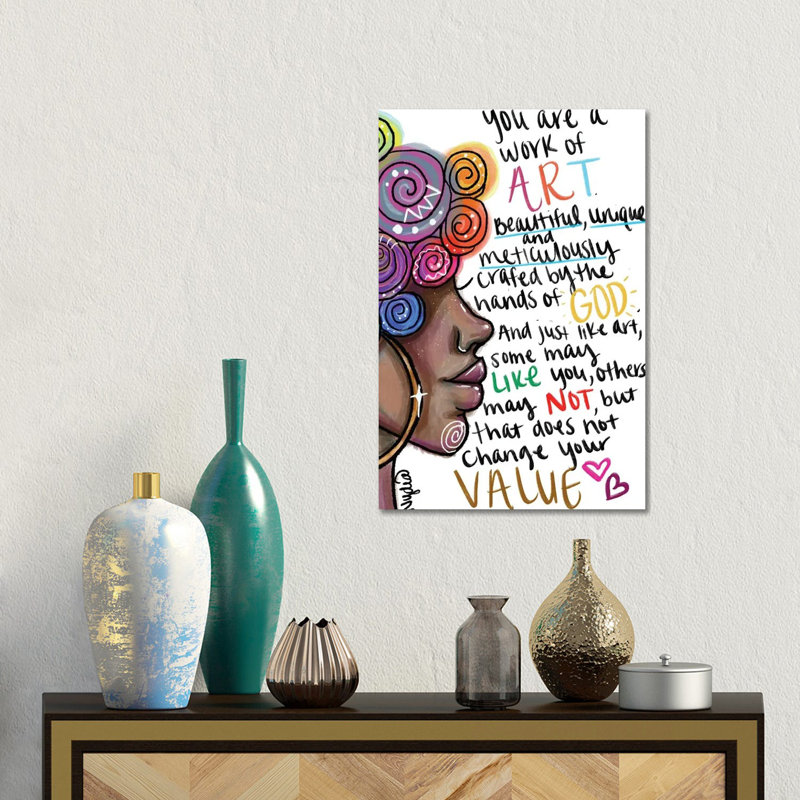 «You Are A Work Of Art», reproduction d'art sur toile encadrée, H 18 po x l 12 po, Toile tendue, Ne s’applique pas