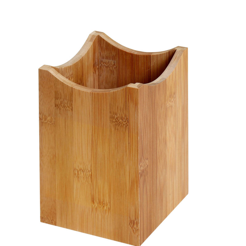 Eco-Friendly Bamboo Square Utensil Holder, 5x7 Inches