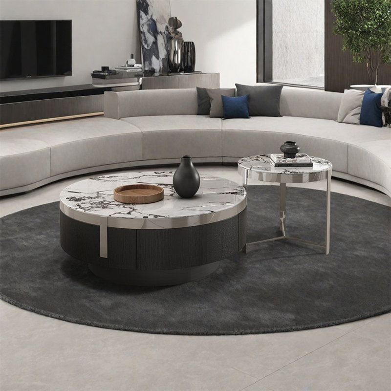 Table basse italienne ronde en marbre