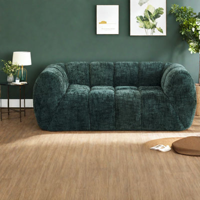 Canapé confortable en chenille verte, design moderne pour les salons