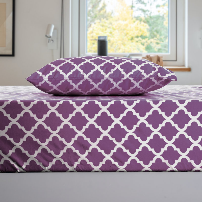 Purple Geometric Print Twin Microfiber Sheet Set