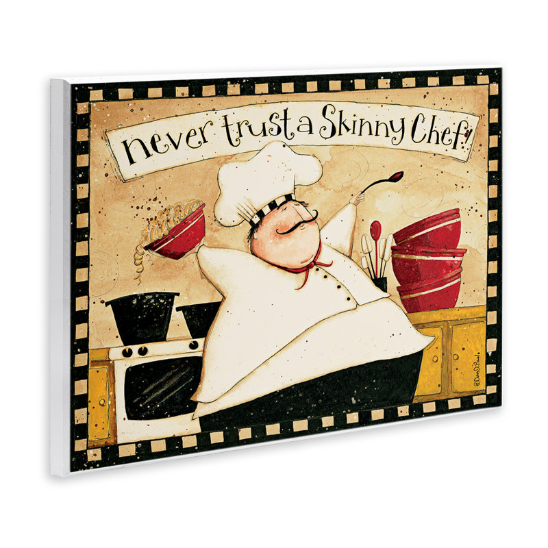 «Never Trust a Skinny Chef with Happy Cook L'expression» par Dan DiPaolo - impression d'art graphique, H 10 po x l 15 po
