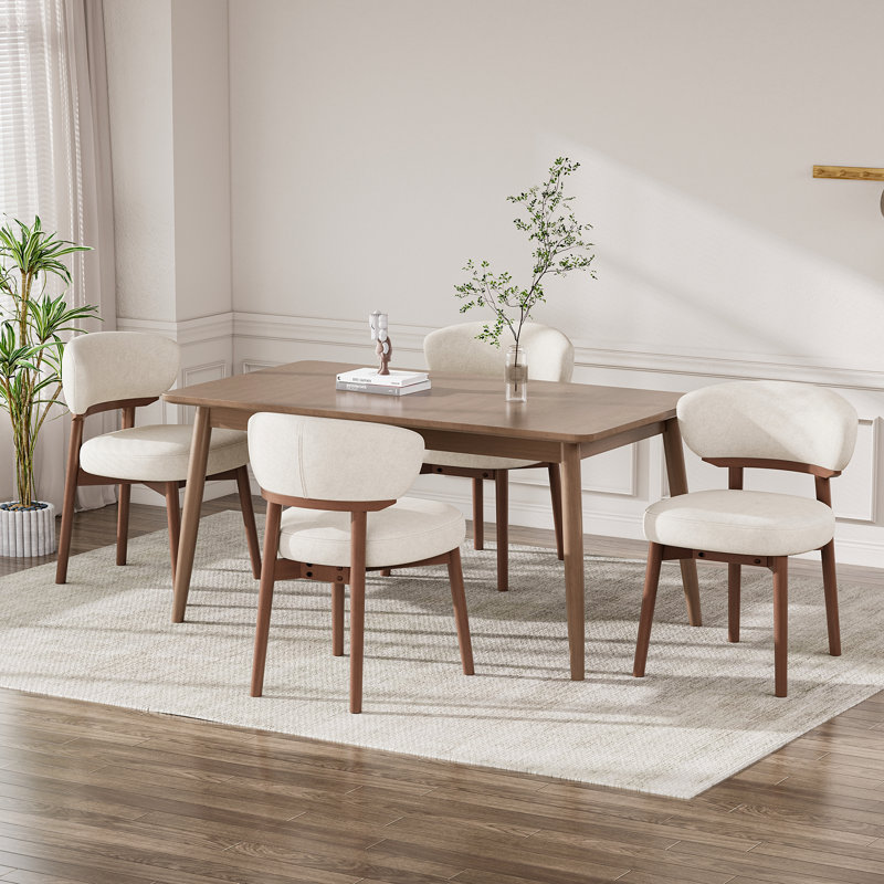 Chaise d'appoint rembourrée en bois massif, Beige