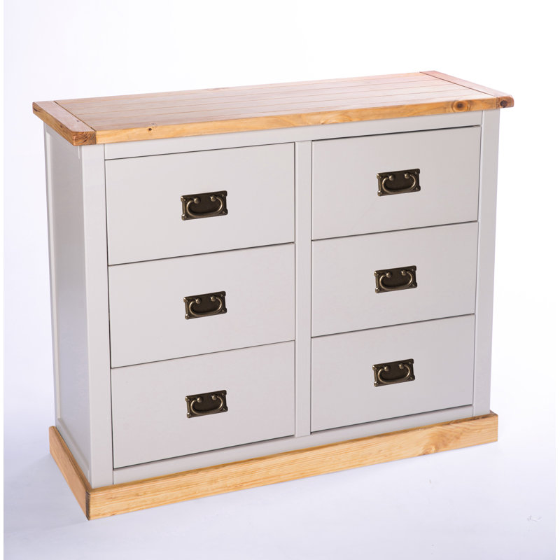Erhard 110cm W 6 - Drawer Chest of Drawers, Grey/Wood