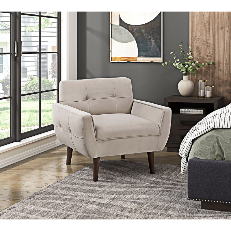 Fauteuil d'appoint capitonné, Brun