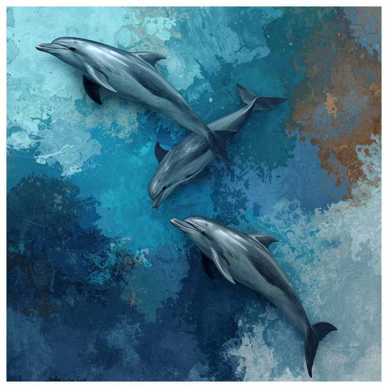Toile tendue avec châssis Dolphins In Ocean, 24 x 36 pouces