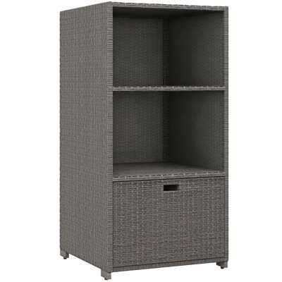 Porte-serviettes PE en rotin avec 2 tablettes de rangement