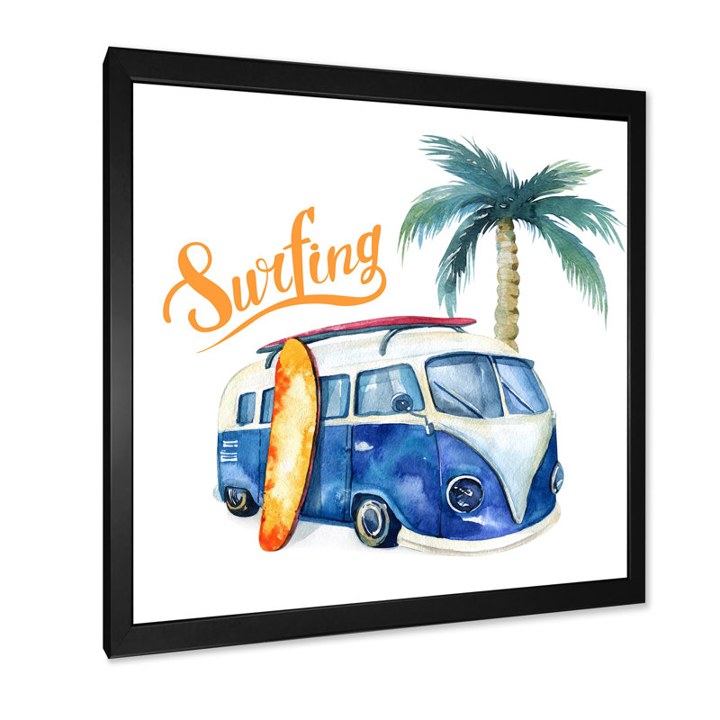 Ensemble de surf océanique - peinture sur toile, H 36 po x l 36 po, Cadre noir