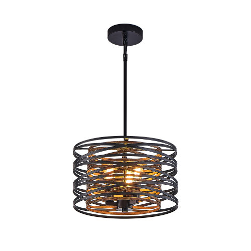Lustre en cage noir 13 po, luminaire suspendu industriel 3 lumières pour îlot de cuisine, H 28 po x l 13 po x P 13 po, 3
