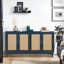Armoire de rangement décorative avec 4 portes en rotin