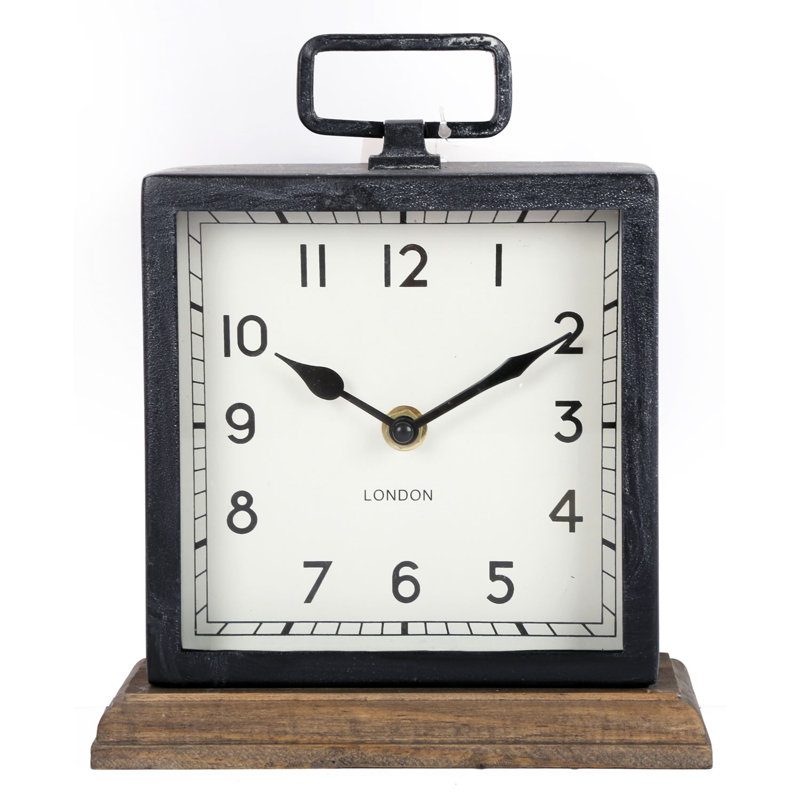 Analogue Paulownia Quartz Movement / Crystal Tabletop Clock in Black/White