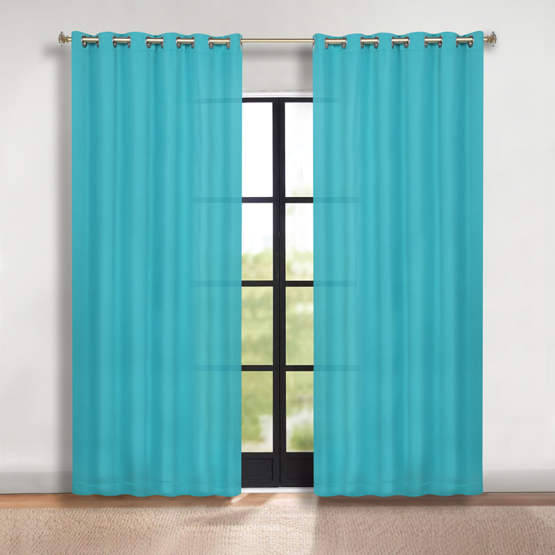 Paire de rideaux obscurcissant avec œillets Millendon, Turquoise, L 70 po x L 96 po