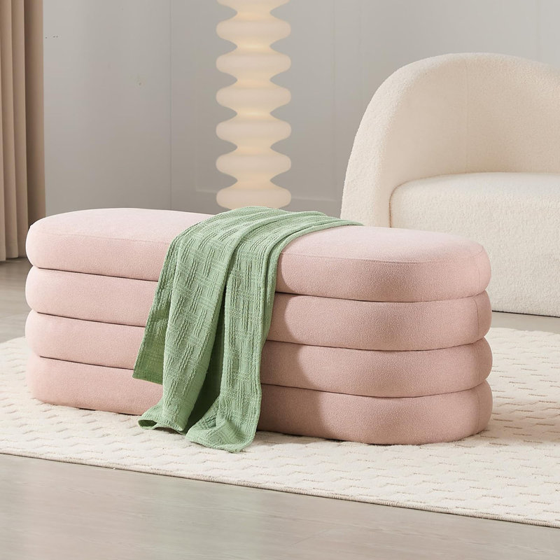 Banc de rangement avec repose-pieds 49 po, Rose