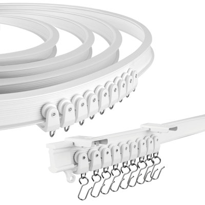 Flexible Ceiling Curtain Track, 16.4FT (5M) Curtain Track Ceiling Mount With Smooth Rollers, Sliding Curtain Track System For Window, RV, Door, White