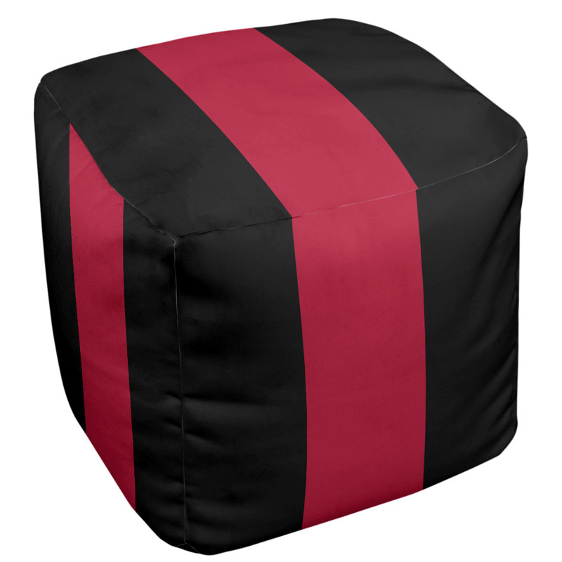 Repose-pieds cube à rayures de floride, Noir / rouge / noir, H 13 po x l 13 po x P 13 po