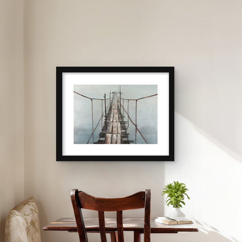 Vieux pont abandonné - décor de paysages encadrés, H 20 po x l 16 po, Noir