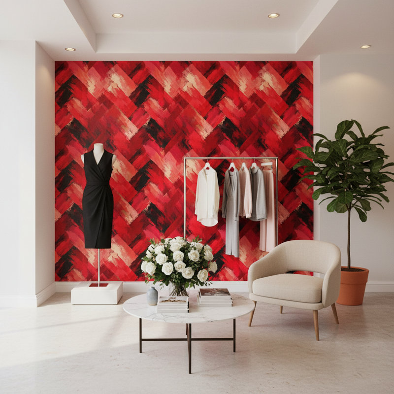 Papier peint à chevrons abstrait mural dynamique amovible