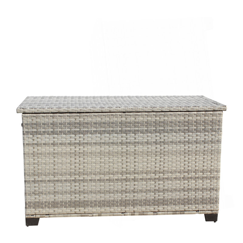 Wicker Patio Furniture Storage Box (Grey )