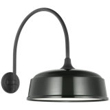 Thomas O'Brien, "Academy 19.5" Arched Mack Barn Light in Matte Black with 16" Green Rockhouse Shade
