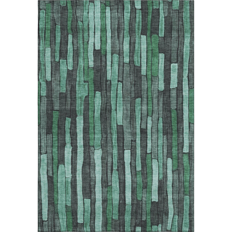 Premium Machine Washable Kumbhar AMF1301 Stripes Rug, Rectangle 3' x 5'