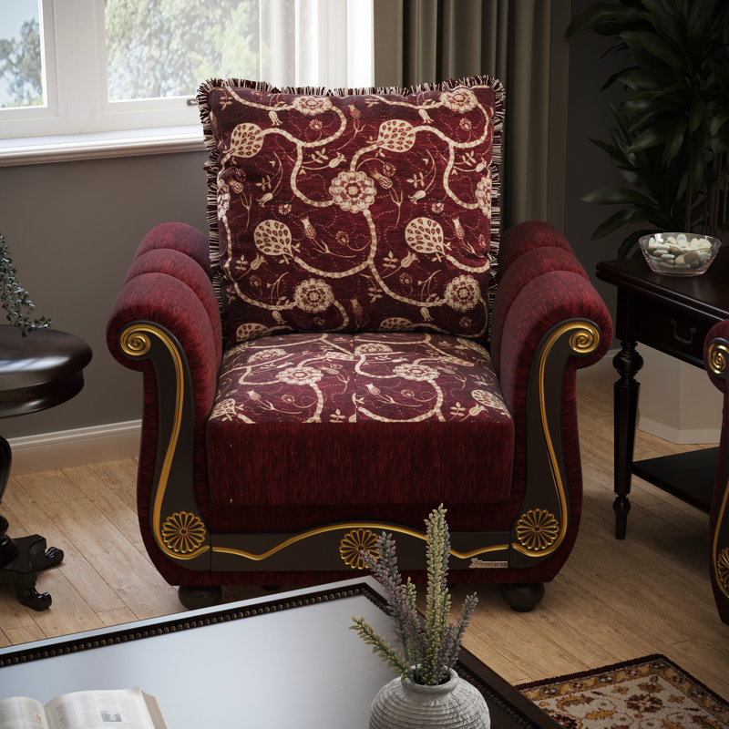 Fauteuil rembourré convertible, Timberline, bourgogne, compartiments de rangement, sièges confortables pour les invités, assemblage de 30 minutes en chenille bourgogne de Timberline, fonctionnel, petit adapté