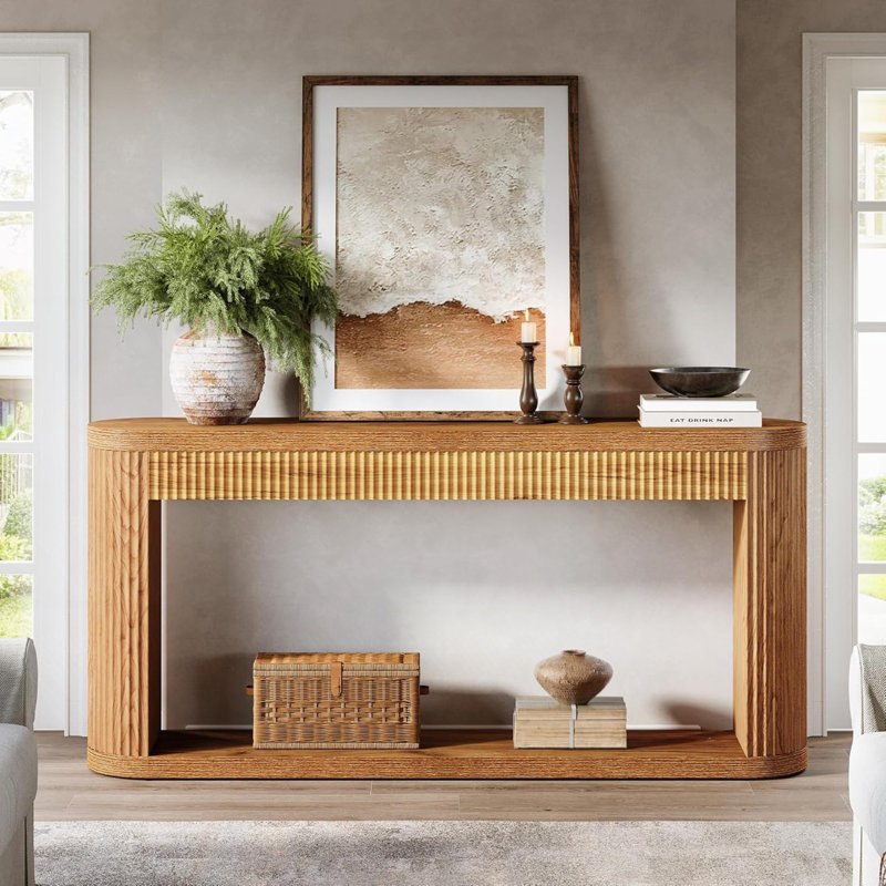 Narrow Fluted Console Table With Storage