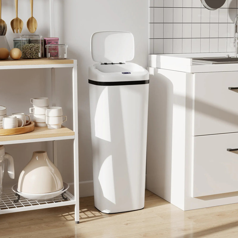 Stainless Steel Sensor Kitchen Trash Can - 50L, White/Black
