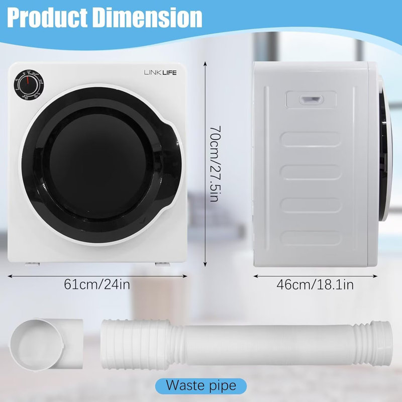 Compact Laundry Dryer 17Lbs 1350W for Home Apartment Dorms RVs