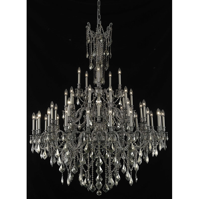 Lustre à 45 niveaux Ashmin, Bronze foncé / cristal (transparent) / coupe roya
