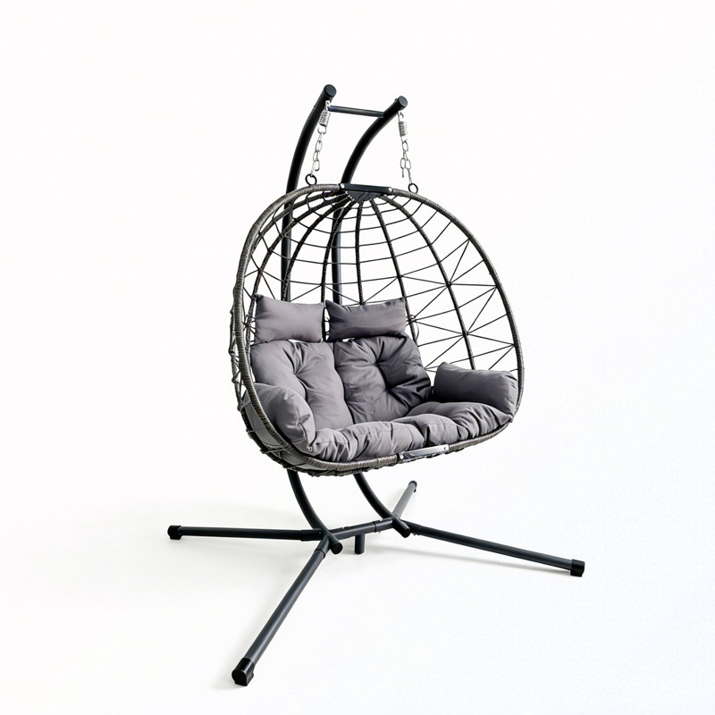 Fauteuil double avec support et coussin, Gray