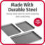 3-Piece Everyday Grey Nonstick Carbon Steel Cookie Sheet Baking Set, Assorted Sizes 13×9, 15×11, 17×11 Inch Kitchen Bakeware Trays