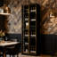 Armoire à vin de luxe 31,5 po à deux portes avec verre trempé, cadre en aluminium doré et lumière DEL 31,5 po