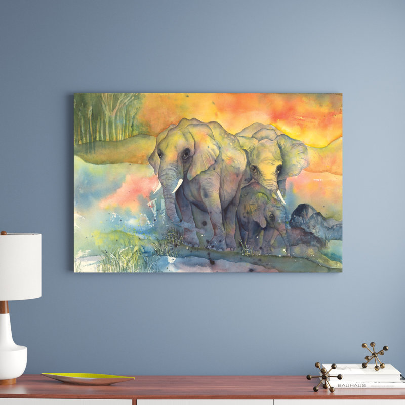 Éléphants, H 32 po x l 48 po x P 1,25 po
