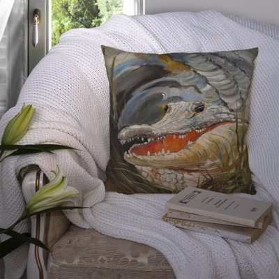 Alligator Outdoor Reversible Throw Pillow