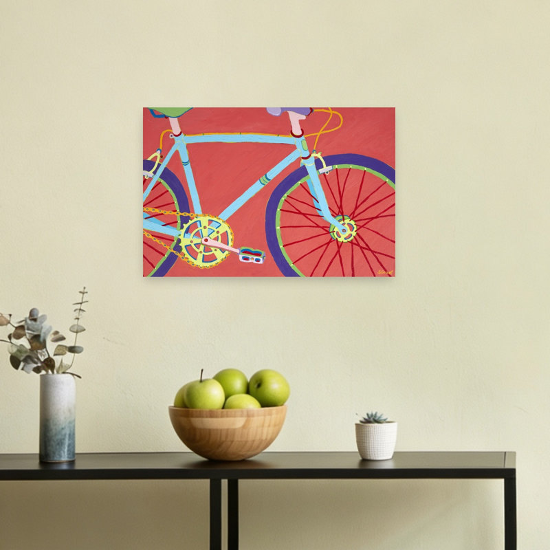«Let's Go For A Bike Ride», art mural urbain audacieux et coloré, 12" H x 18" W