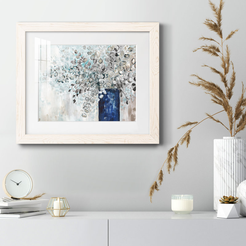 Eucalyptus réformé - peinture encadrée, H 20 po x l 17 po x P 1,5 po, Cadre blanc