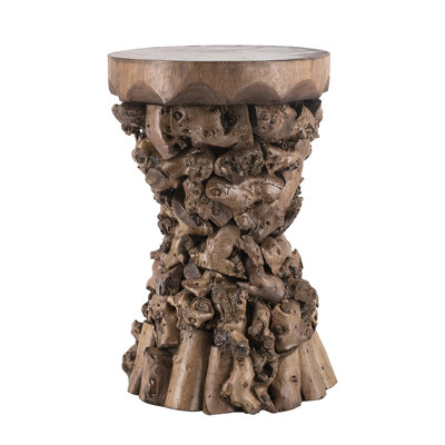 Brown End Table With 11.8x11.8x18.9 Inches Dimensions, Organic Tree Root Base And Warm Finish For Bohemian Rustic Styles Modern