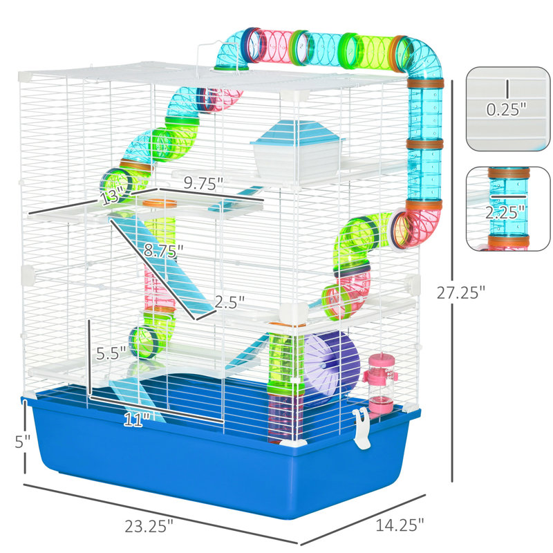 Très grande maisonnette pour hamster de 23 po - 5 avec tubes et tunnels