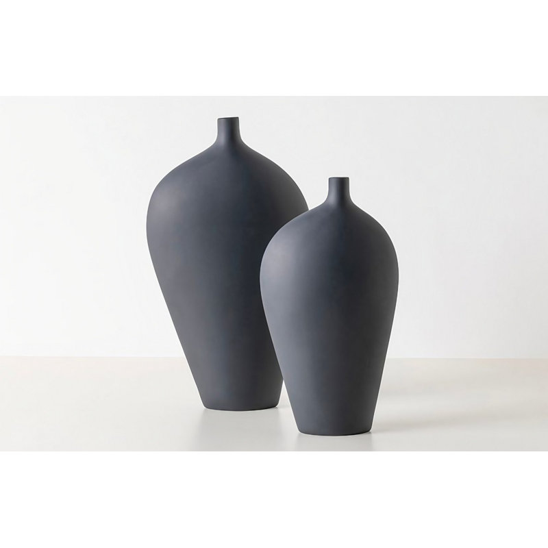 Crisinda Ceramic Table Vase, Grey, 15cm H x 15cm W x 4cm D