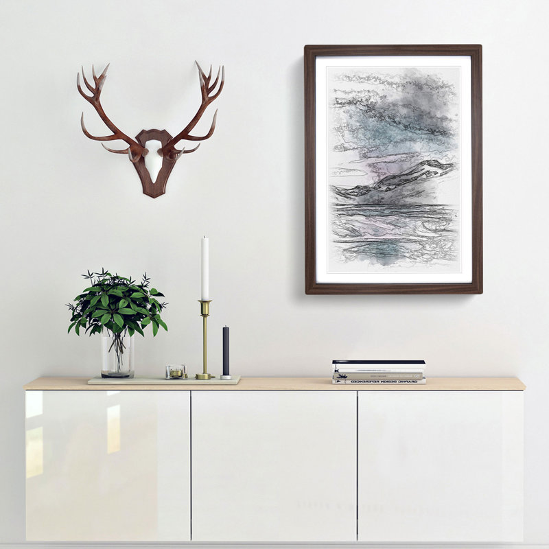 Mountain River In Italy - Single Picture Frame Painting on MDF, 33cm H x 24cm W x 2cm D, Walnut Framed