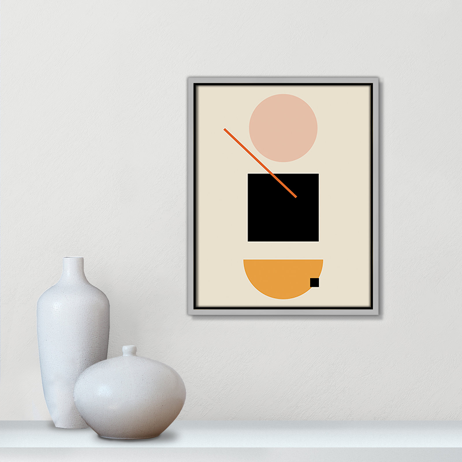 Simple Shapes Print, 15.5" H x 12.5" W x 2" D, Silver Framed