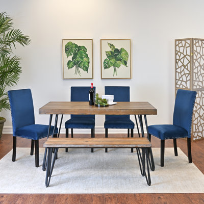 Ashzo Dining Set, Hairpin Dining Table with Chairs