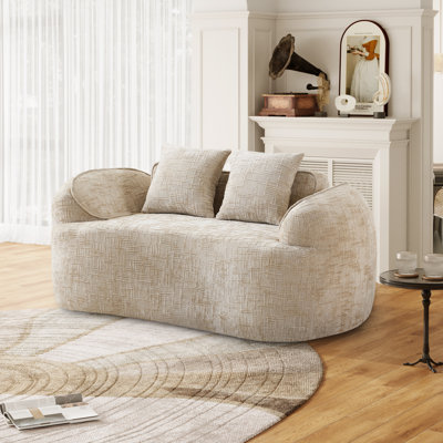 2-seater Curved Compressed Sofa, Upholstered Boneless Loveseat