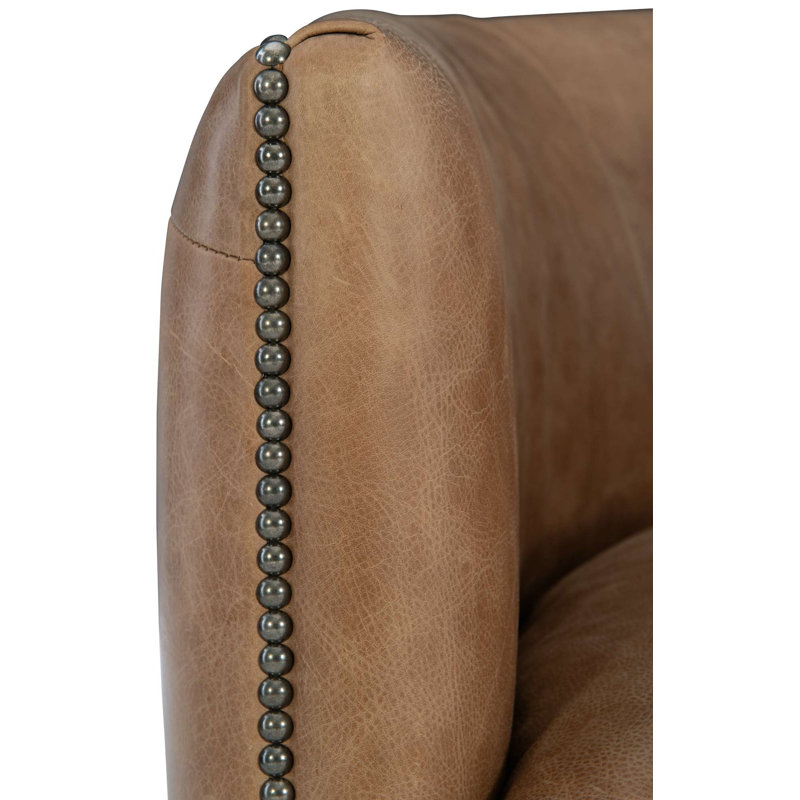 Palazzo Swivel Barrel Chair, Brown Genuine Leather