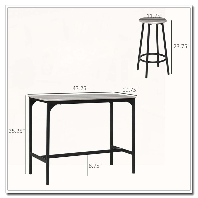 Ensemble de table de bar 5 pièces à hauteur de comptoir de style rustique et plateau en bois, livré avec 4 tabourets de bar pour le pub et la salle à manger