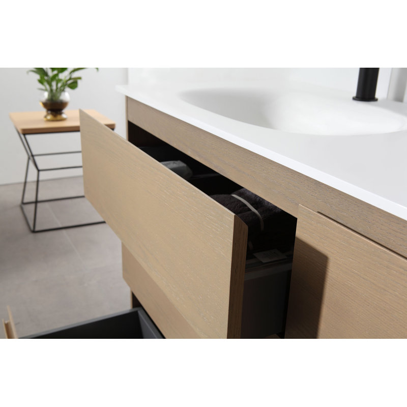 Meuble-lavabo Arla, Chêne doré