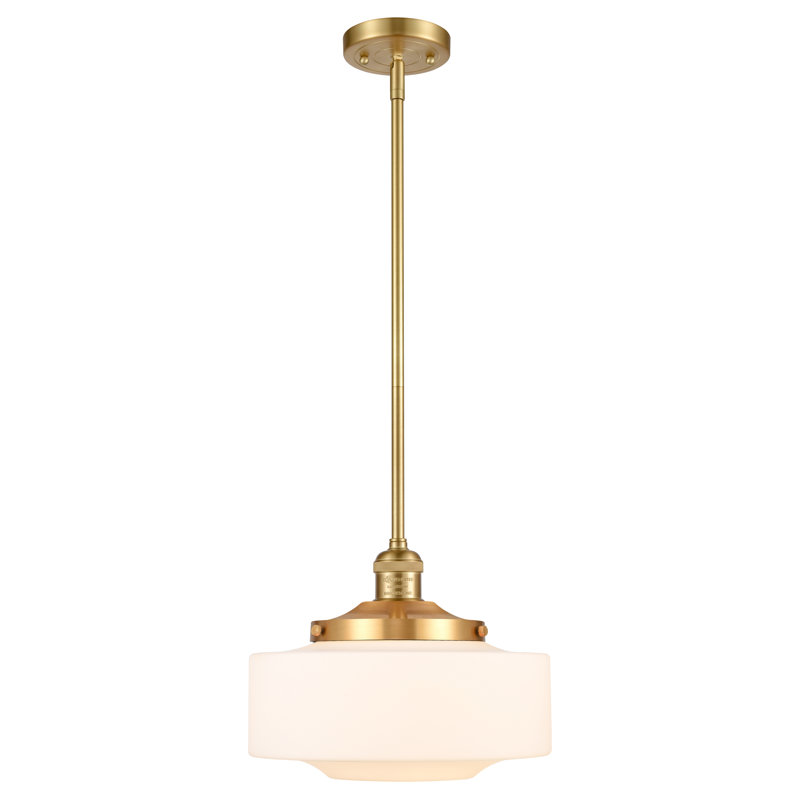 Mini-luminaire suspendu 1 lumière Franklin Restoration - Bullet - ampoule non incluse , Or satiné, Blanc mat