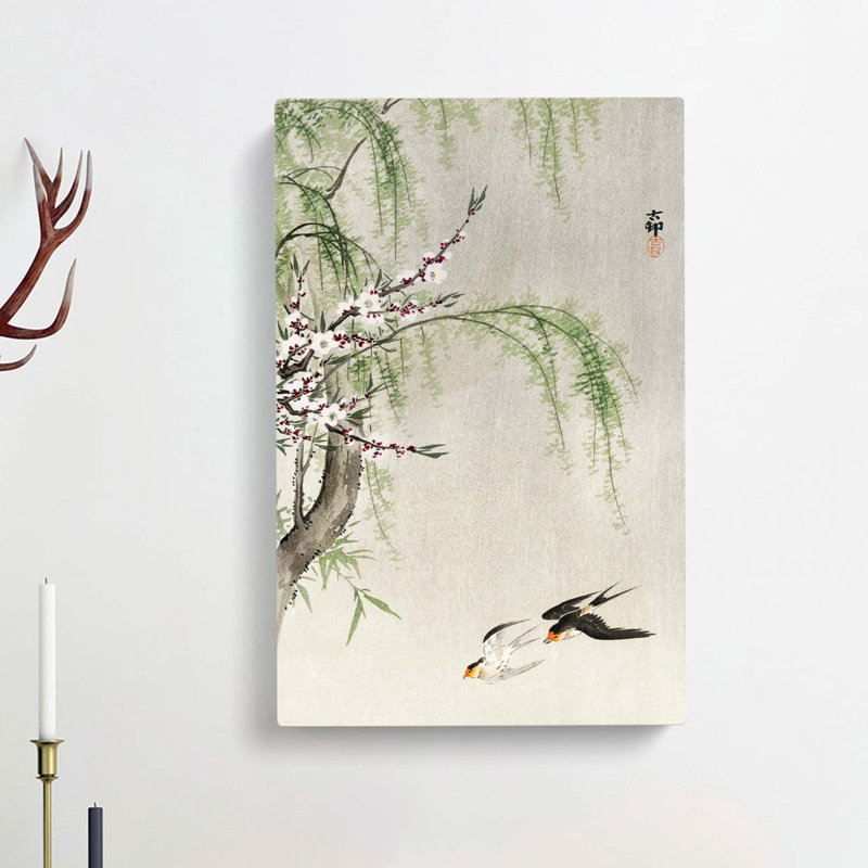 Two Swallows In Flight by Ohara Koson - Wrapped Canvas, 50cm H x 35cm W x 3cm D